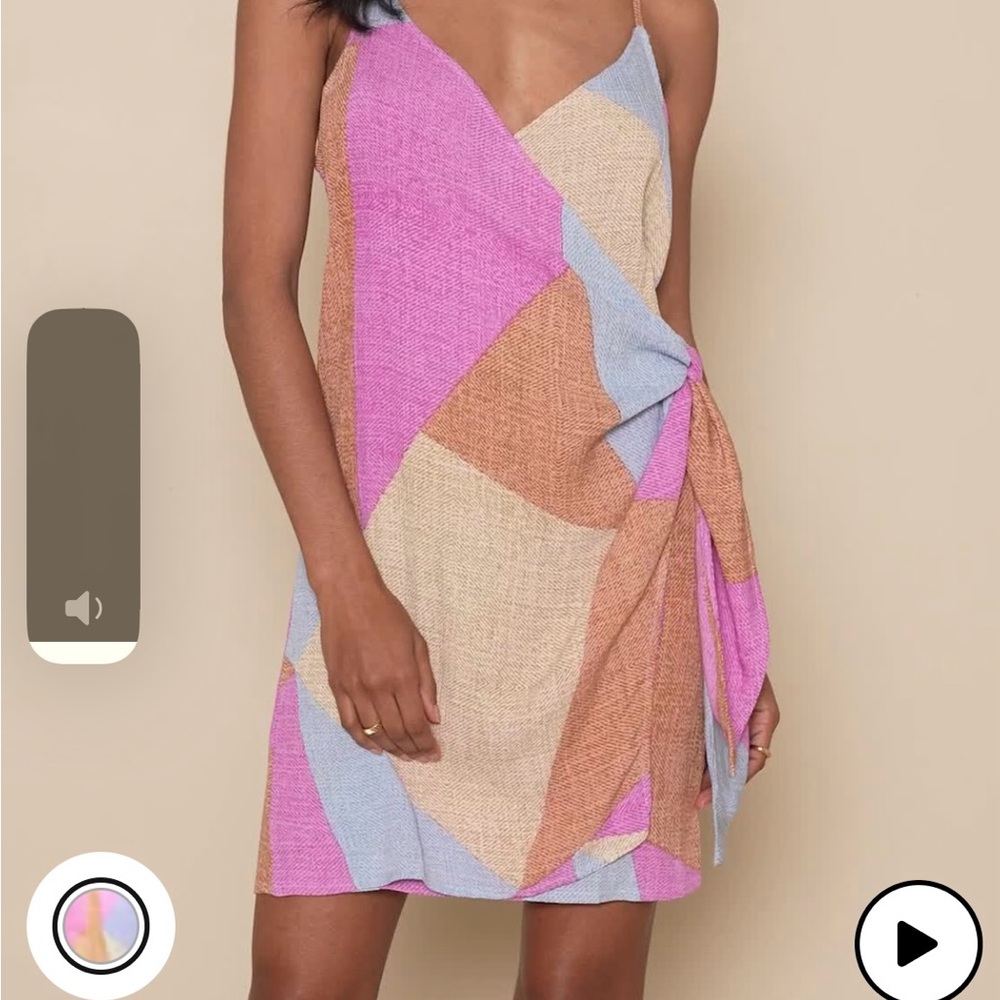 Marlo Print Patchwork Wrap Mini Sundress